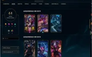 Conta LV 95, 44 Skins e 84 Campeões