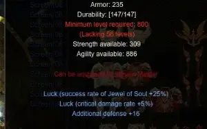 Holyangel Illusion Knight Set +13+16+ZEN+LUCK Midgard