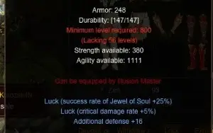 Holyangel Illusion Knight Set +13+16+ZEN+LUCK Midgard