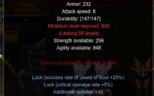 Holyangel Illusion Knight Set +13+16+ZEN+LUCK Midgard