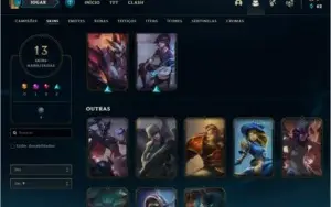 Conta LoL nivel 56 unranked com skins lendarias