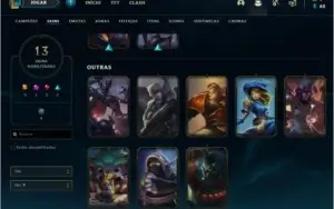 Conta LoL nivel 56 unranked com skins lendarias