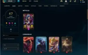 Conta ouro 2 com 47 skins e 64 champs