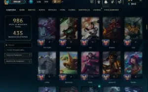 Ouro 3 com TODOS os Champs e 156 Skins +2 Prestigios +1 Rara