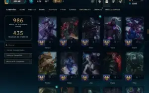 Ouro 3 com TODOS os Champs e 156 Skins +2 Prestigios +1 Rara