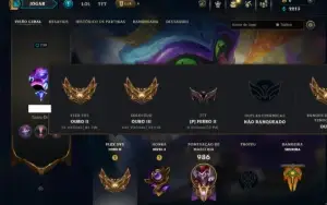 Ouro 3 com TODOS os Champs e 156 Skins +2 Prestigios +1 Rara