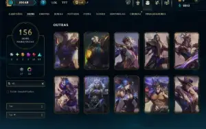 Ouro 3 com TODOS os Champs e 156 Skins +2 Prestigios +1 Rara