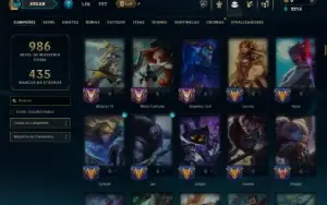 Ouro 3 com TODOS os Champs e 156 Skins +2 Prestigios +1 Rara