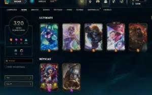 Ouro 4 com TODOS os champs e 320 Skins + 5 Ultimates