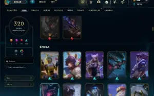Ouro 4 com TODOS os champs e 320 Skins + 5 Ultimates