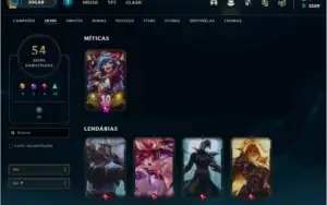 Conta LoL - Ouro 4 - LVL 231 - 54 skins e 114 campeões