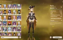 Conta Genshin Ar 56, 13 personagens  5 estrelas e 4 armas T5