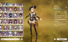 Conta Genshin Ar 56, 13 personagens  5 estrelas e 4 armas T5