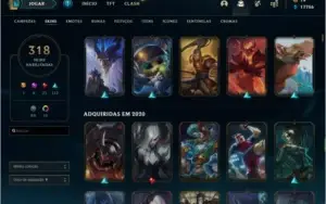 CONTA LOL PLAT 4 ( 318 SKINS + 800RP )