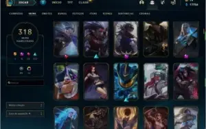 CONTA LOL PLAT 4 ( 318 SKINS + 800RP )