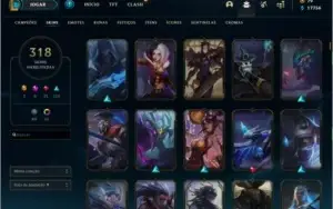 CONTA LOL PLAT 4 ( 318 SKINS + 800RP )