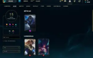 Conta prata 3 com 28 Champs e 15 Skins + 1 Mitica