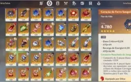 Conta Genshin Impact end game vários T5 e todos T4
