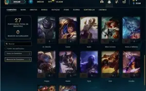 Conta platina 4 com 27 Champs e 6 Skins + 4 Fragmentos Epico