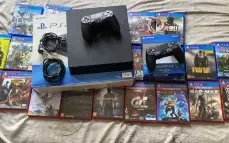 PS4 Slim 1 TB dois controles e 24 jogos