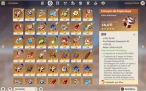 Conta 8x5* personagens + 2x5* armas + constelações e benção