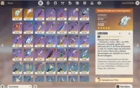 Conta 8x5* personagens + 2x5* armas + constelações e benção