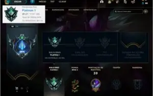 Conta platina 1 com 30 champs e 4 skins