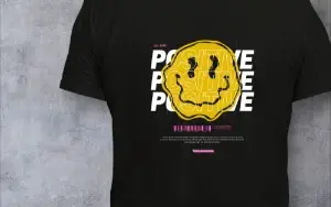 Camisa poliéster/dry fit Estampa cara feliz