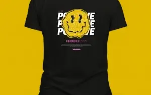 Camisa poliéster/dry fit Estampa cara feliz