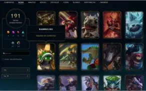CONTA LOL-KAISA KDA EDIÇÃO PRESTÍGIO (MÍTICA) E RAMMUS REI