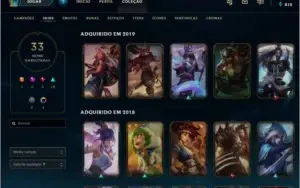 Conta league of legends GOLD 4 33 skins