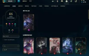 Ouro 4 com 65 Champs e 46 Skins ( MAIN SUP / ADC )