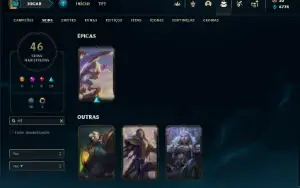 Ouro 4 com 65 Champs e 46 Skins ( MAIN SUP / ADC )