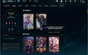 Conta ouro 4 com 150 champs e 124 skins + 1 Prestigio