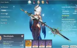 Conta Genshin Impact AR 5 com Shenhe + Jade Spear