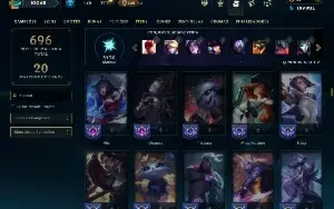 Unranked com TODOS os champs e 269 Skins ( JG / MID )