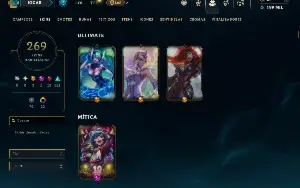 Unranked com TODOS os champs e 269 Skins ( JG / MID )
