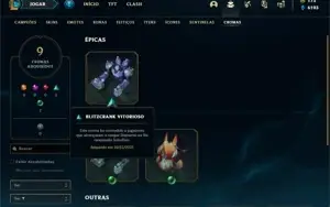 Conta unranked (EX DIAMANTE) com 91 Champs e 94 Skins