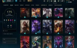 Ouro 2 com TODOS os Champs e 175 Skins ( MID / ADC / JG )