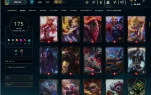 Ouro 2 com TODOS os Champs e 175 Skins ( MID / ADC / JG )