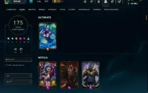 Ouro 2 com TODOS os Champs e 175 Skins ( MID / ADC / JG )