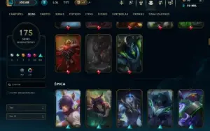 Ouro 2 com TODOS os Champs e 175 Skins ( MID / ADC / JG )