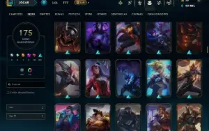 Ouro 2 com TODOS os Champs e 175 Skins ( MID / ADC / JG )