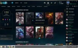 League e valorant com 130 skins e faca e skins armas.