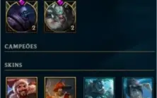 Conta de LOL GOLD 2 COM VARIAS SKINS E COM 3 GEMA