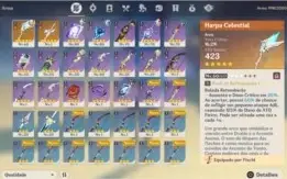 CONTA COM Eula C1 + Mona + Harpa Celestial + Falcão -Rank 45