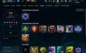 Unranked com 30 Champs e 2 Skins