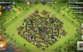 COC cv9 semifull,5 construtores,lvl 103,1736 gemas