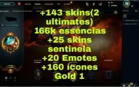 Conta League of Legends - Gold 1 + 143 skins