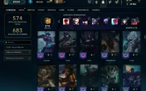 Unranked com TODOS os champs e 257 Skins ( JG / TOP )